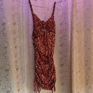 SHEIN Red and Gold Textured Dress